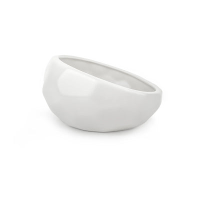 Honeycomb Ceramic Dog Bowl | White