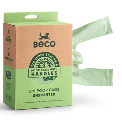 BECO Super-Strong Extra-large Unscented Poop Bags with Handles | Box Dispenser