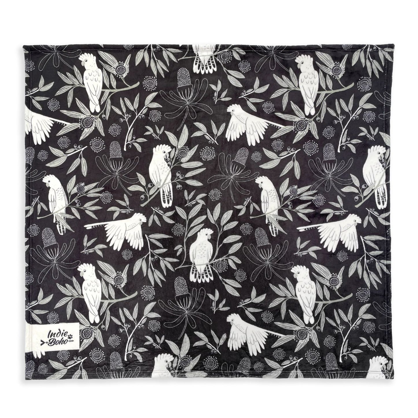 Designer Pet Blanket | Sunset Cockatoo Black