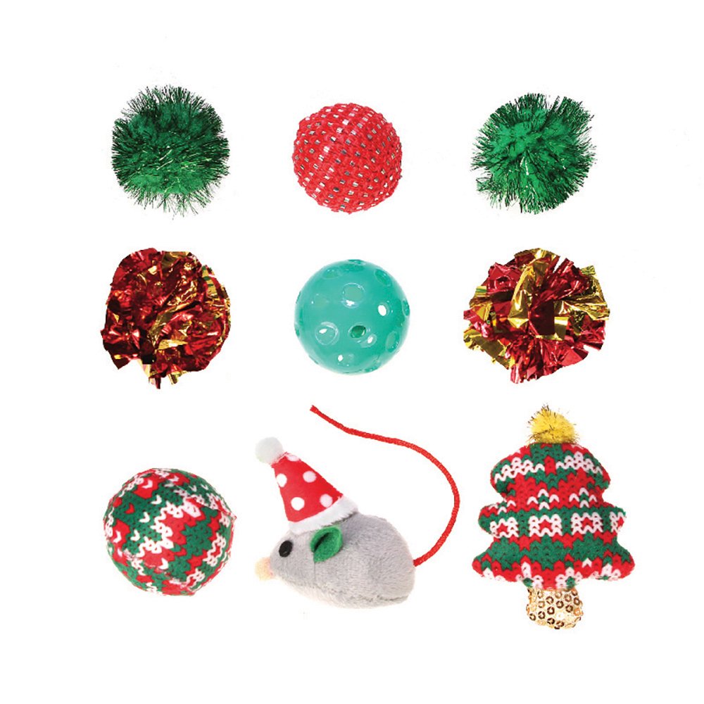 9 pack Christmas Cat Toys