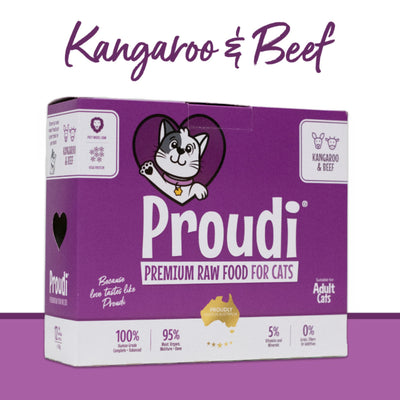 Proudi Frozen Raw Cat Food | Kangaroo & Beef