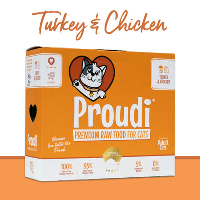 Proudi Frozen Raw Cat Food | Turkey & Chicken
