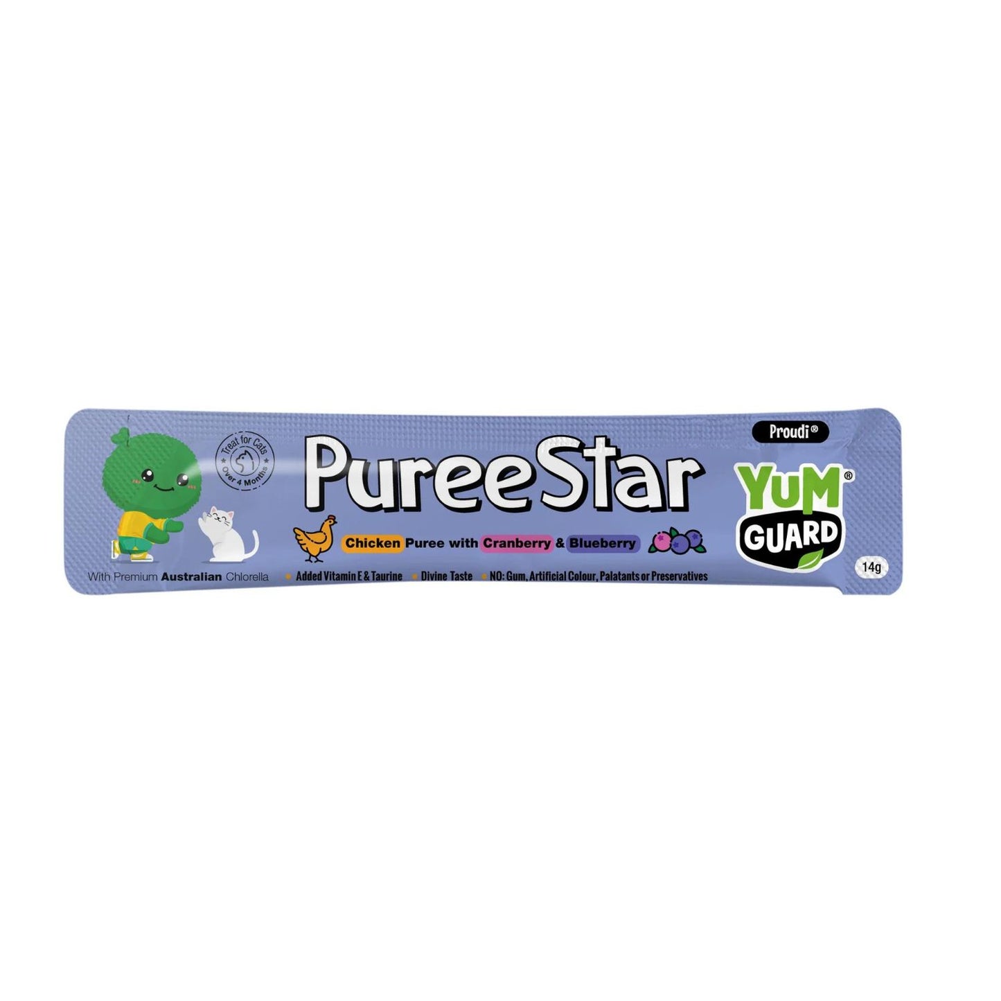 YumGuard Puree Star Cat Treat | Chicken, Cranberry & Blueberry