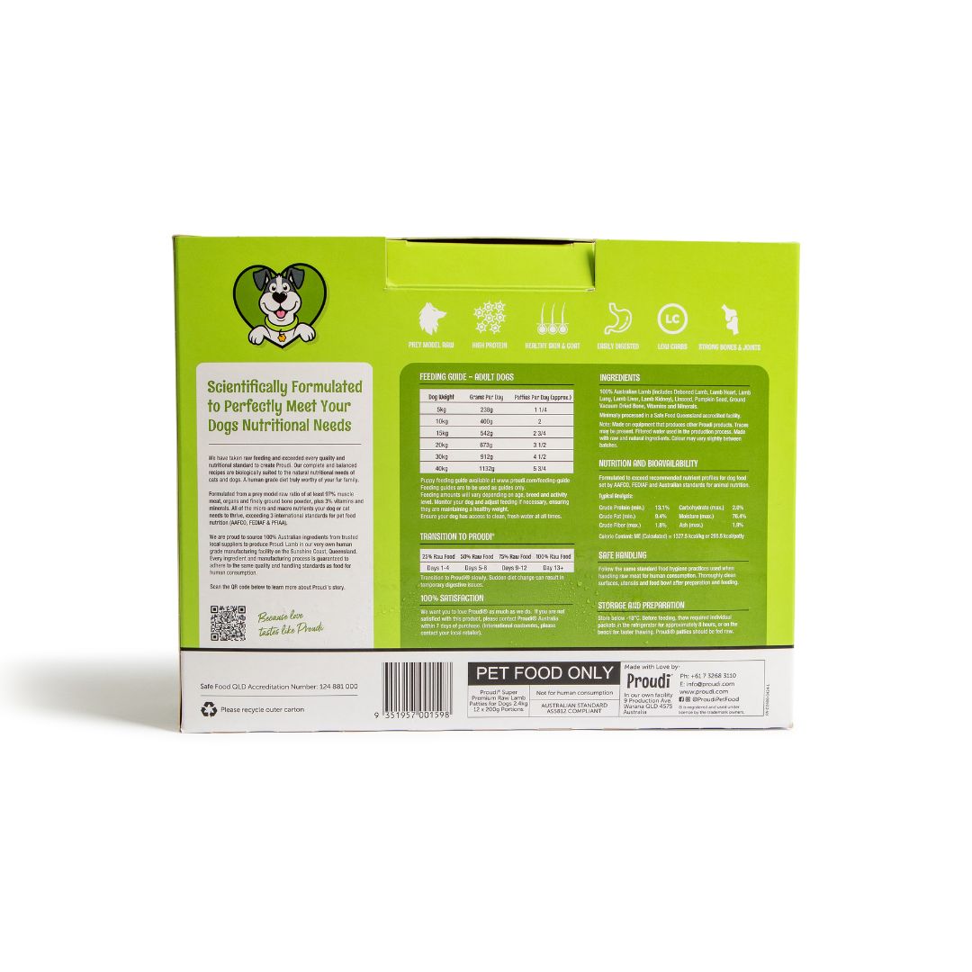 Proudi Frozen Raw Dog Food | Lamb