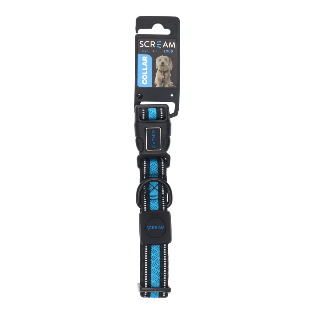 Scream REFLECTIVE ADJ. COLLAR Loud Blue 2.5x35-51cm (M) - Peticular