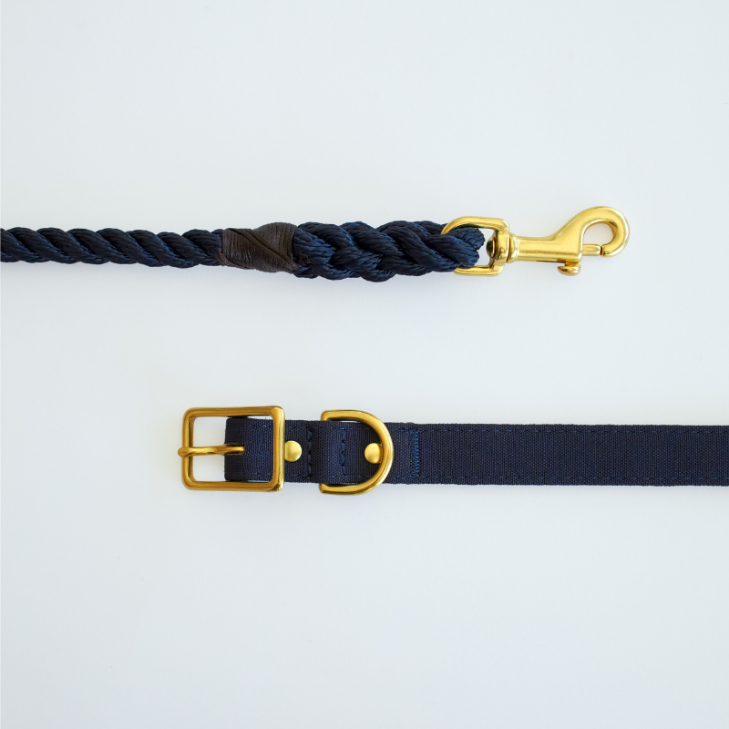 Navy + Brass | All Weather Dog Collar