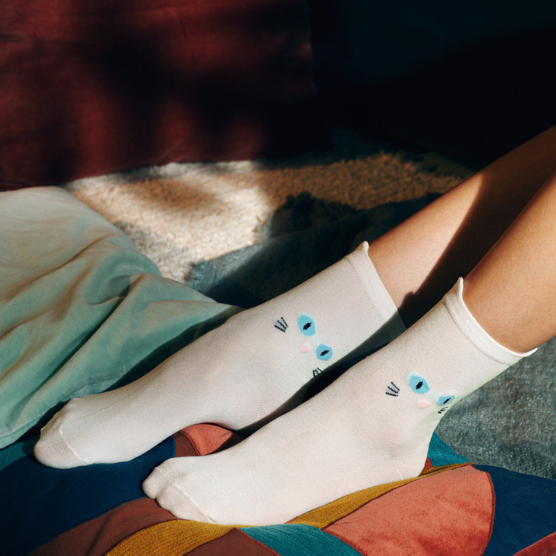 Cat Shaped Socks | White