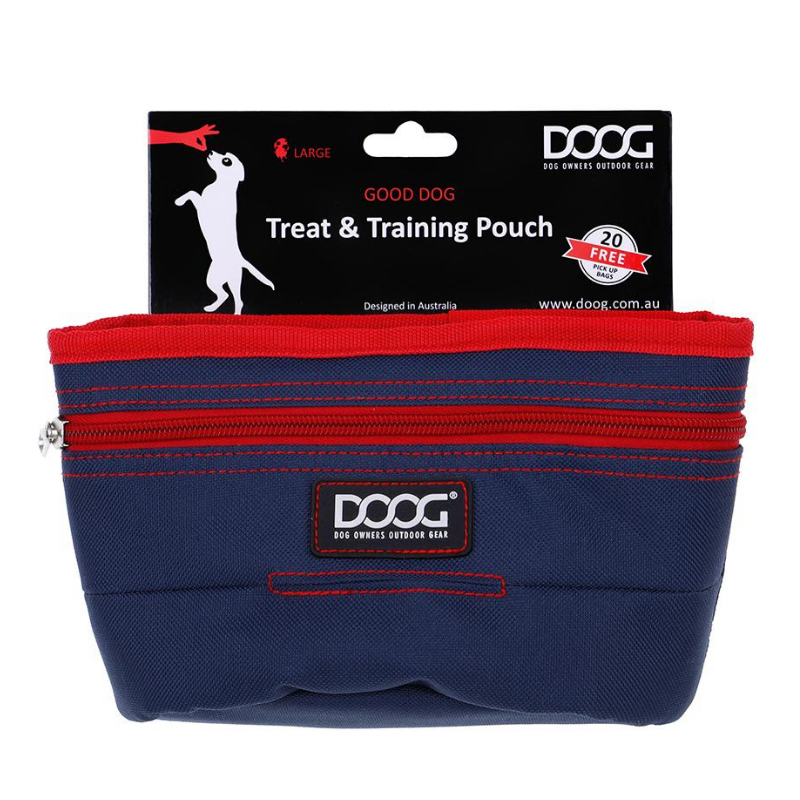 Large Good Dog Treat Pouch | Navy & Red