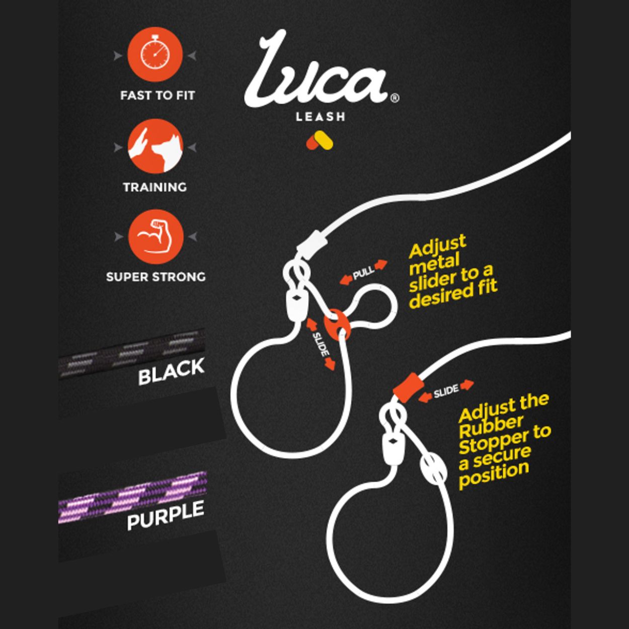 Luca Dog Rope Leash | Purple