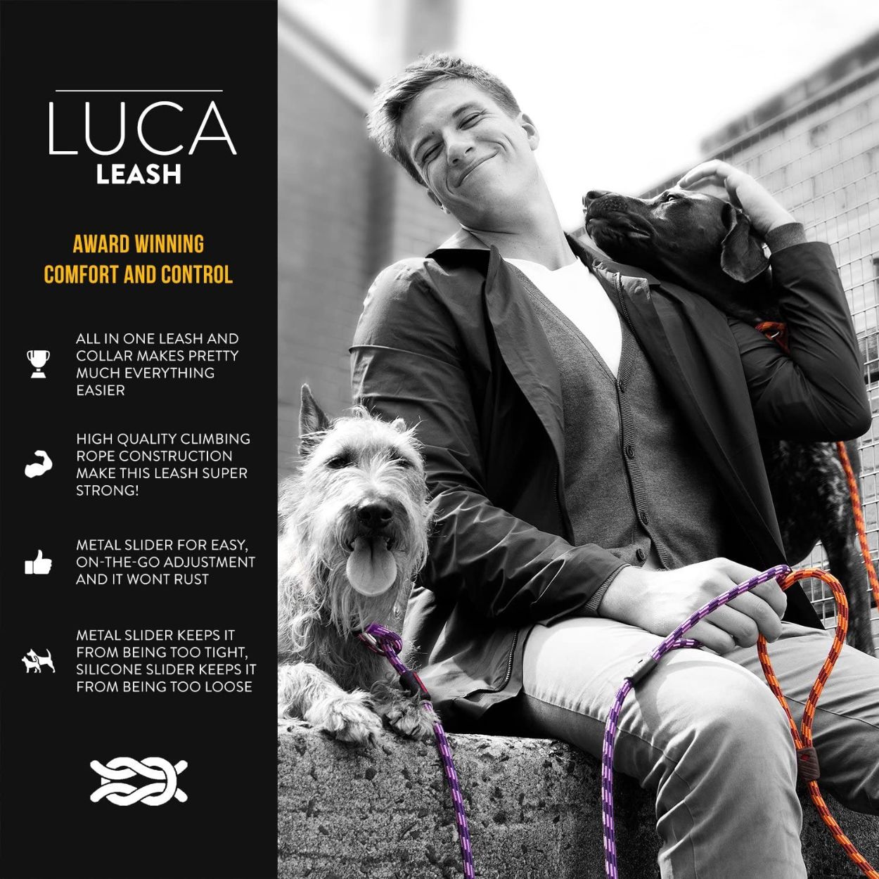 Luca Dog Rope Leash | Purple