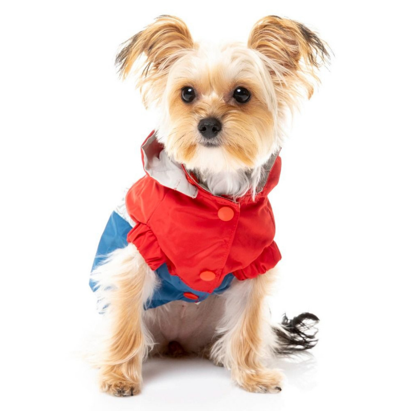 The Seattle Dog Raincoat | Red + Blue