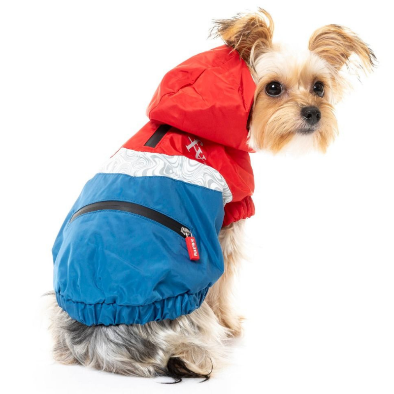 The Seattle Dog Raincoat | Red + Blue