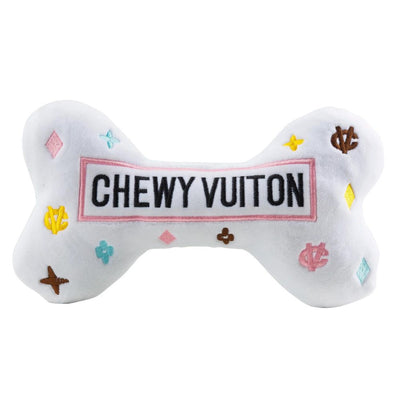 Plush Dog Toy | White Chewy Vuiton Bone