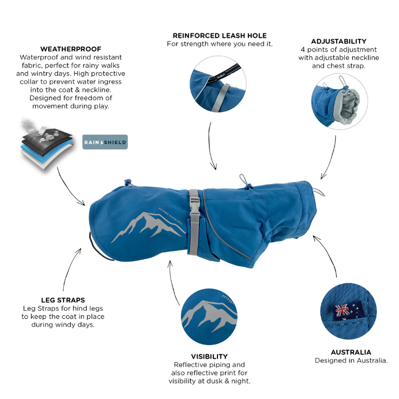 Peak Dog Raincoat | Fjord Blue