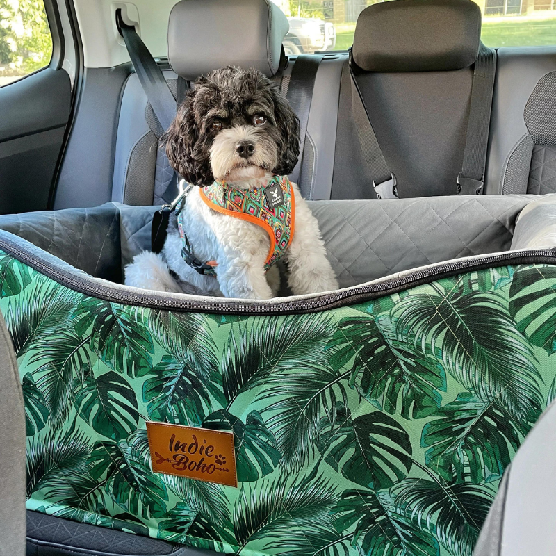 Car Pet Booster Double Seat | Tropical Leaves