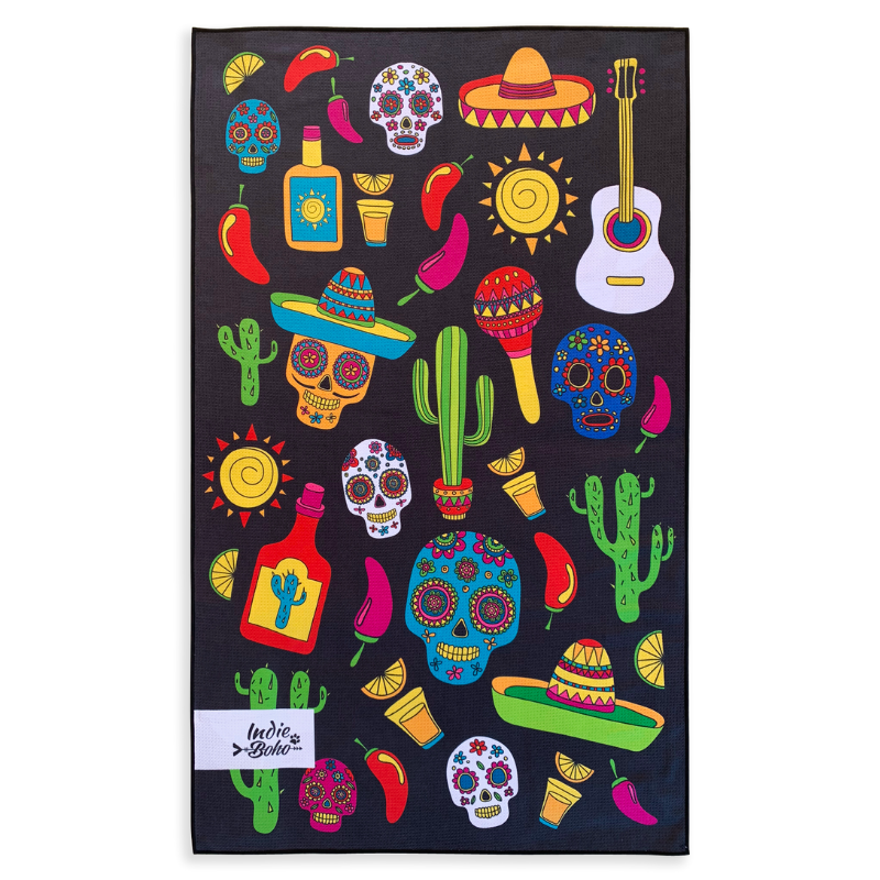Pet Travel & Bath Towel | Mexican Skulls