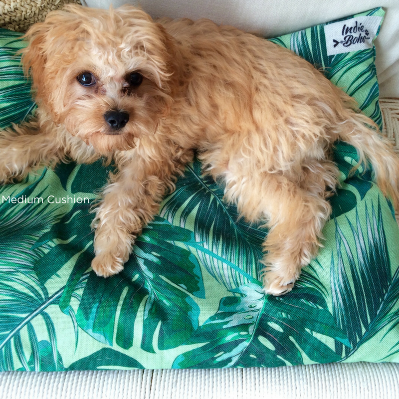 Indie Boho Cushion Pet Bed | Tropical Leaves | Peticular