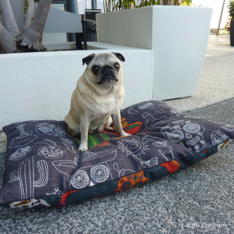 Indie Boho Cushion Pet Bed | Mexican Skulls | Peticular