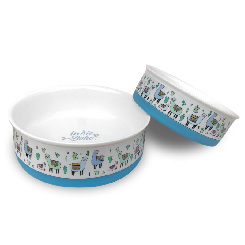 Indie Boho Designer Pet Bowls | Alpaca Family | Peticular