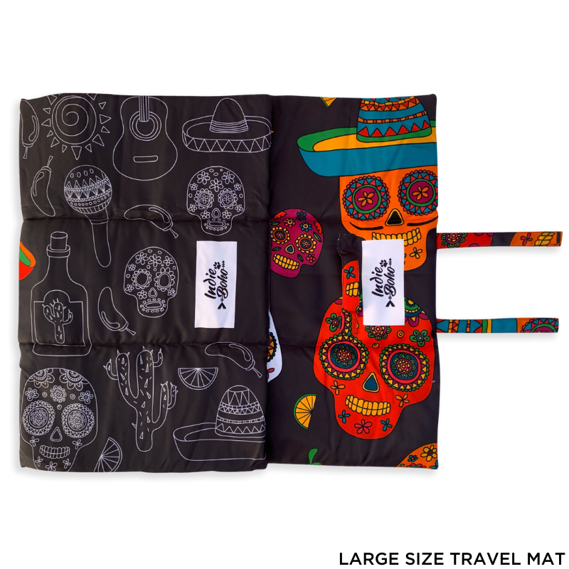 Indie Boho Pet Travel Mat | Mexican Skulls | Peticular