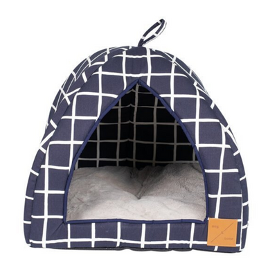Mog & Bone Cat Igloo | Navy Check Print | Peticular