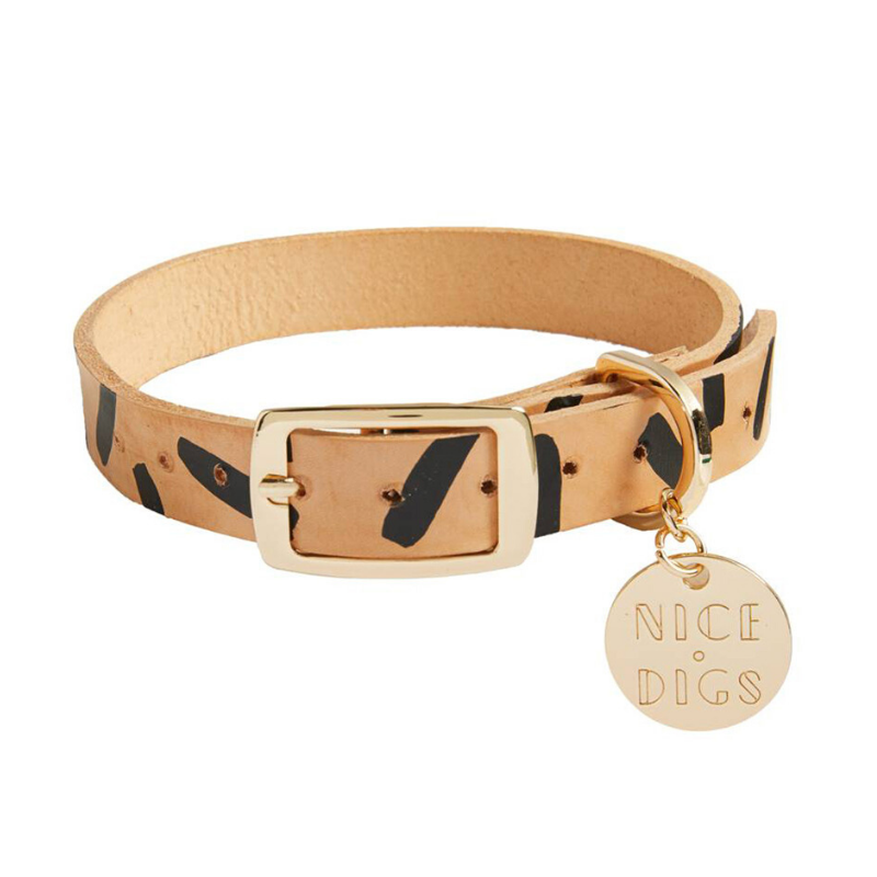 NICE DIGS Tiggy Leather Dog Collar | Black | Peticular