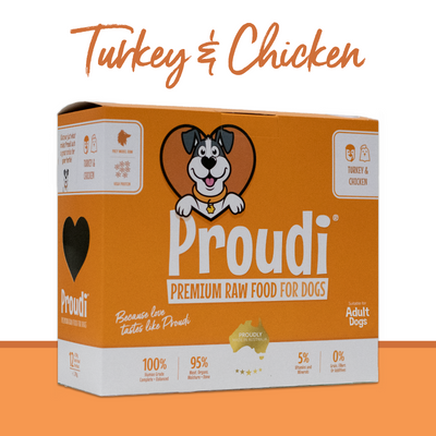 Proudi Frozen Raw Dog Food | Turkey & Chicken