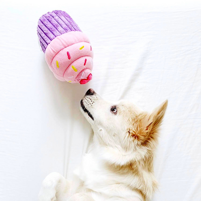 Birthday Cupcake Plush Dog Toy | Pink