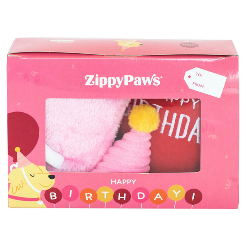 Doggie Birthday Box Pink | Cake, Balloon & Party Hat