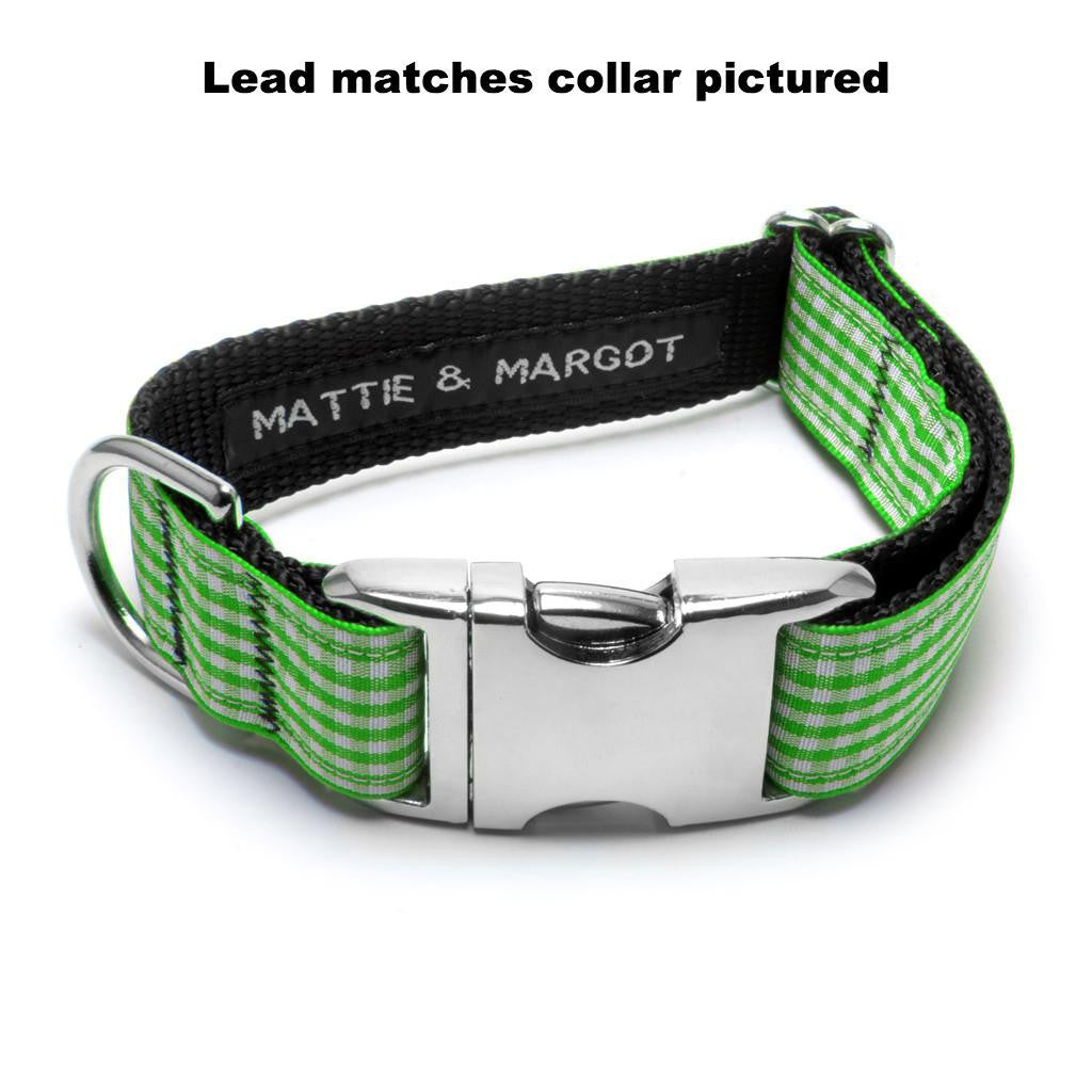 Apple Green Gingham Dog Lead - Peticular