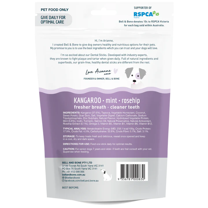 Kangaroo, Mint and Rosehip Senior Dental Sticks