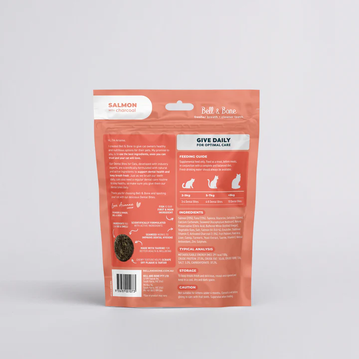 Bell & Bone Cat Dental Bites Salmon Charcoal. - Peticular