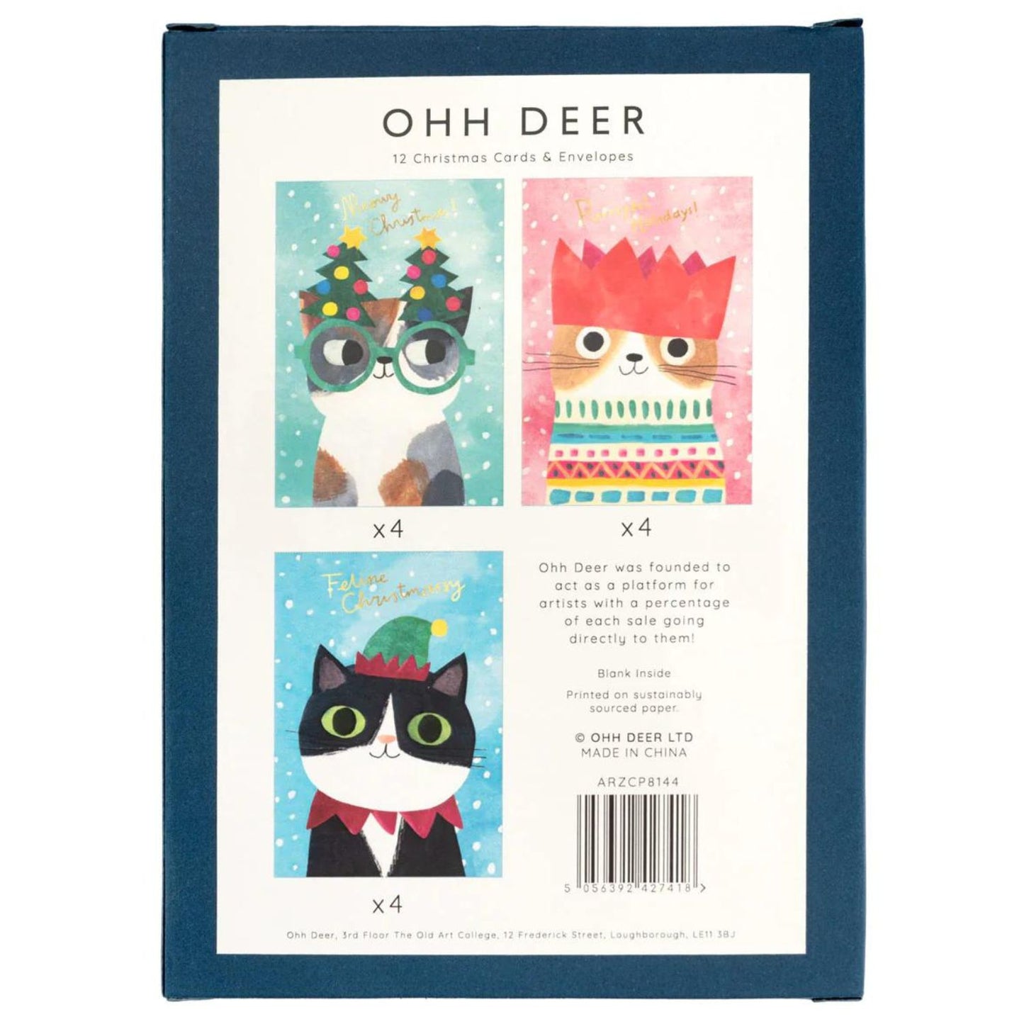 Cats In Hats Christmas Card Set | 12 Pack