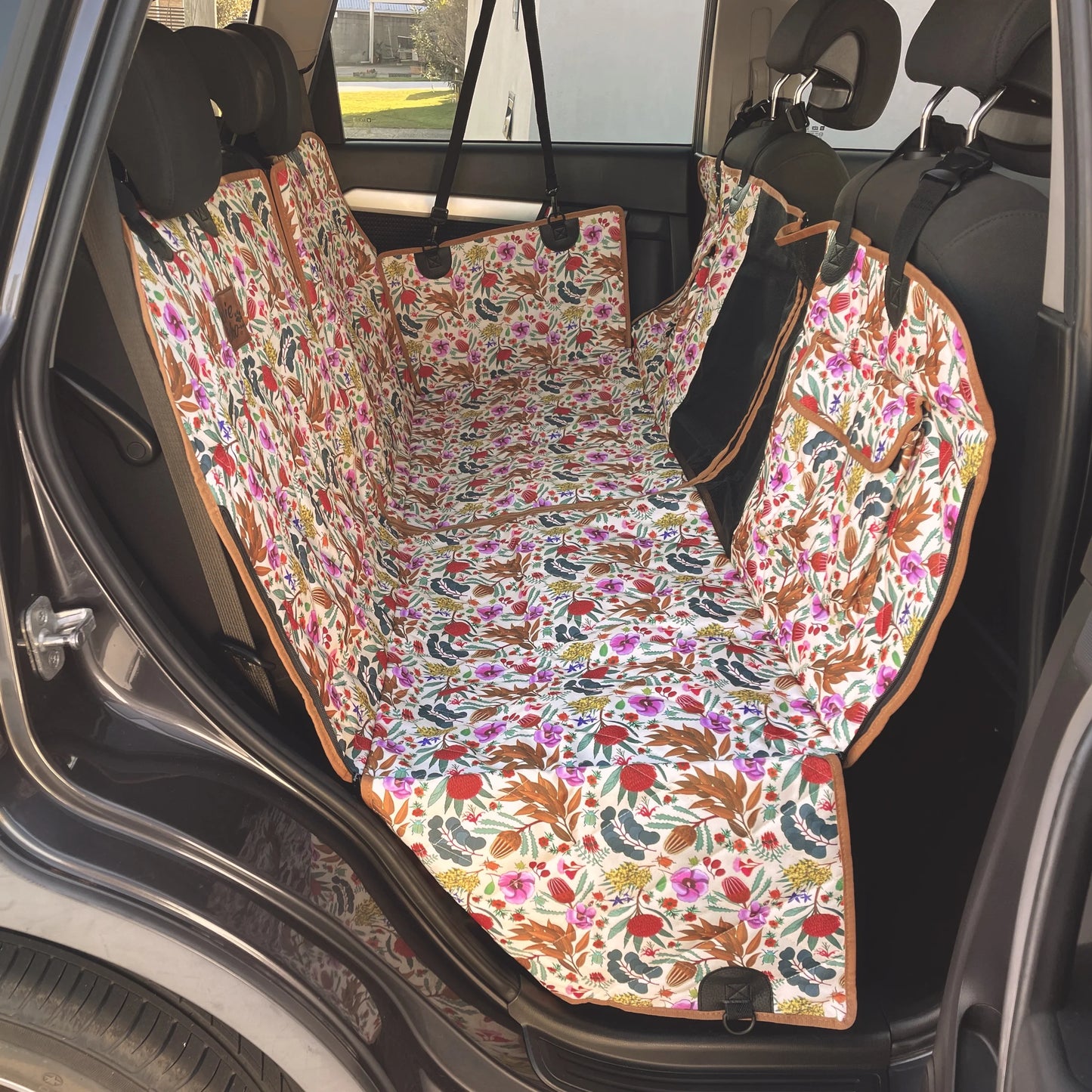 Car Hammock Back Seat Cover Native Flora - Peticular