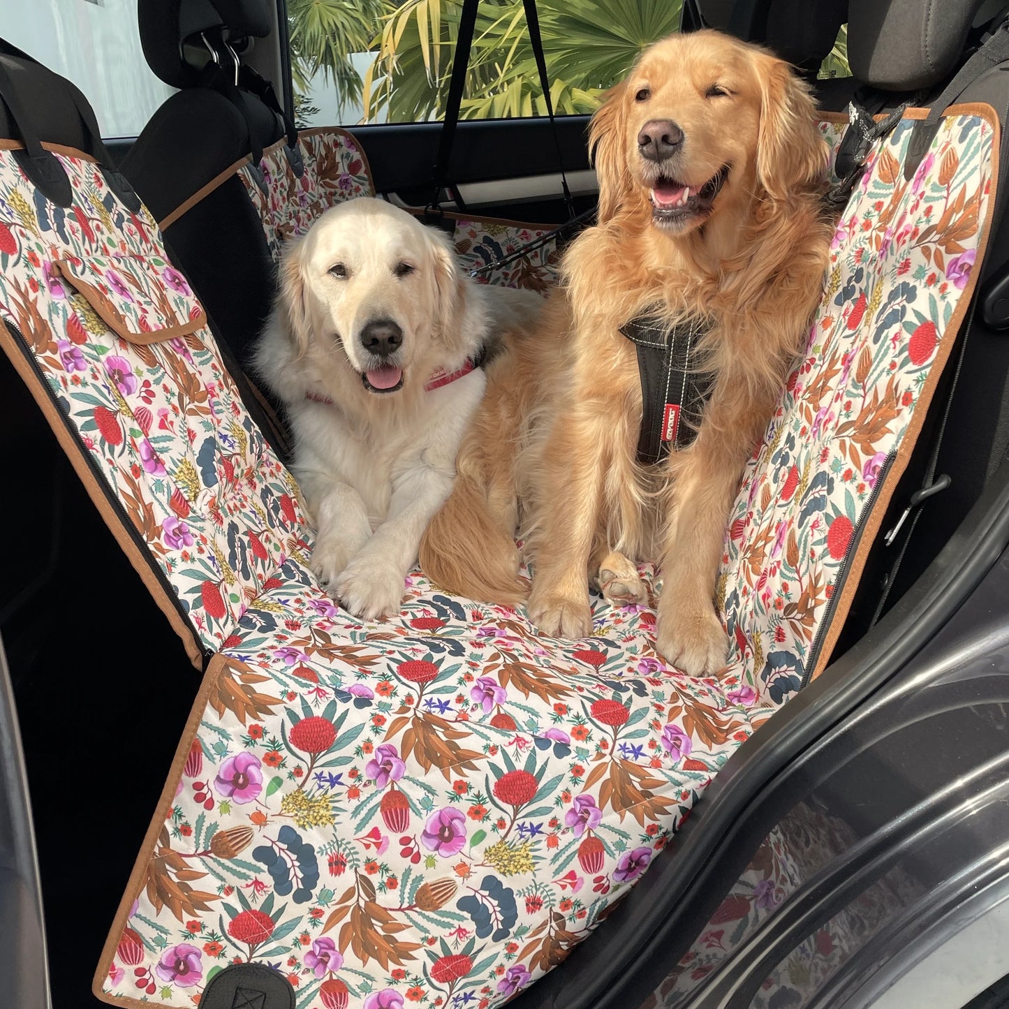 Car Hammock Back Seat Cover Native Flora - Peticular