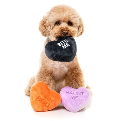 Halloween Plush Dog Toy | Spooky Candy Hearts