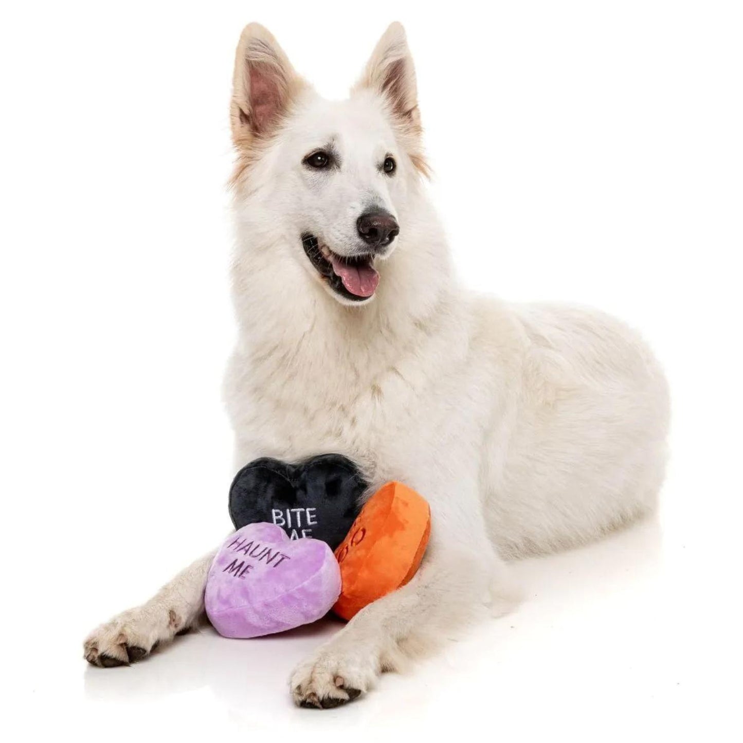 Halloween Plush Dog Toy | Spooky Candy Hearts