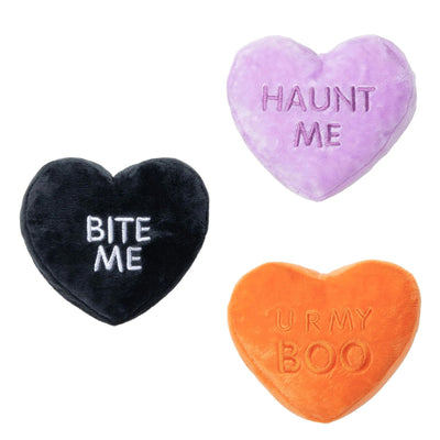 Halloween Plush Dog Toy | Spooky Candy Hearts