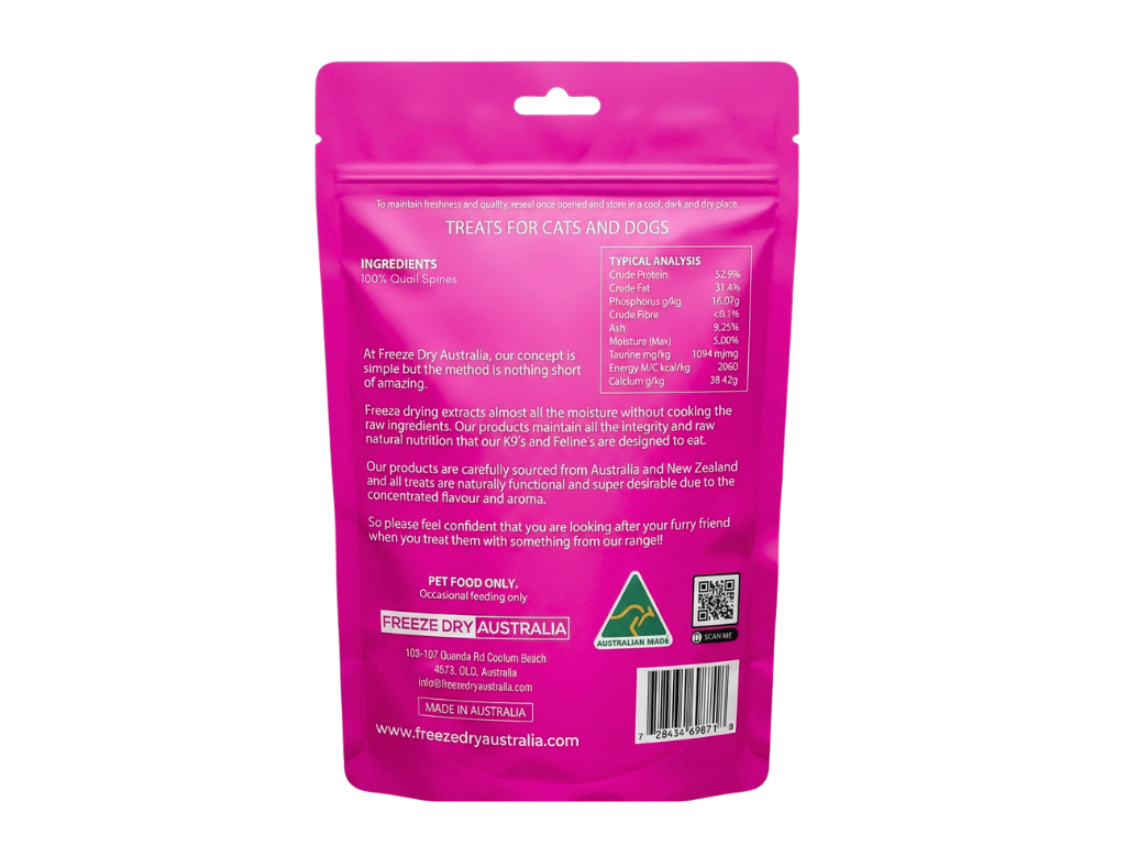 Freeze Dried Training Treats | Quail Backs - Peticular