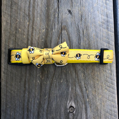 Busy Bee Dog Collar & Bow Tie