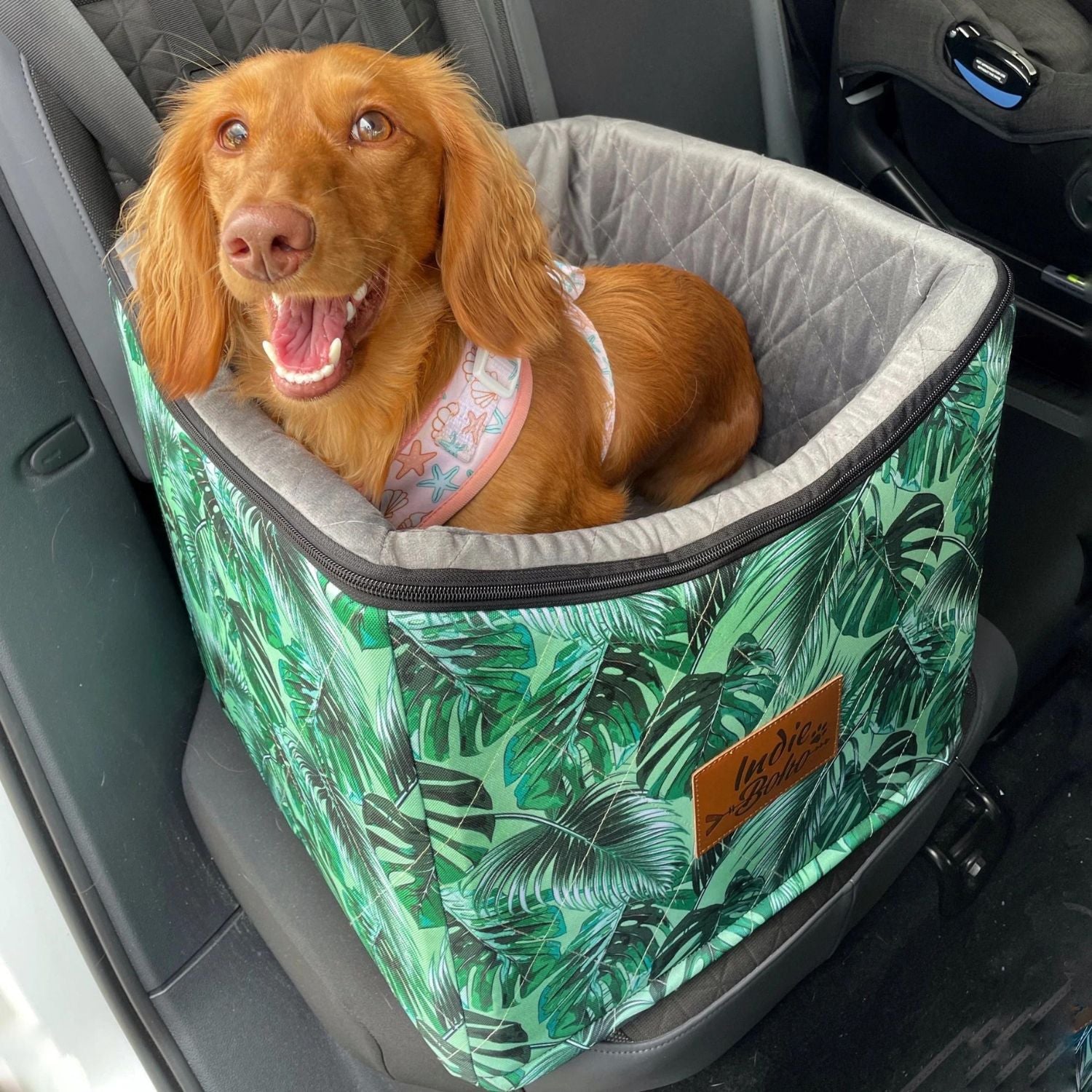 Indie Boho Car Pet Booster Single Seat Tropical Leaves – Peticular