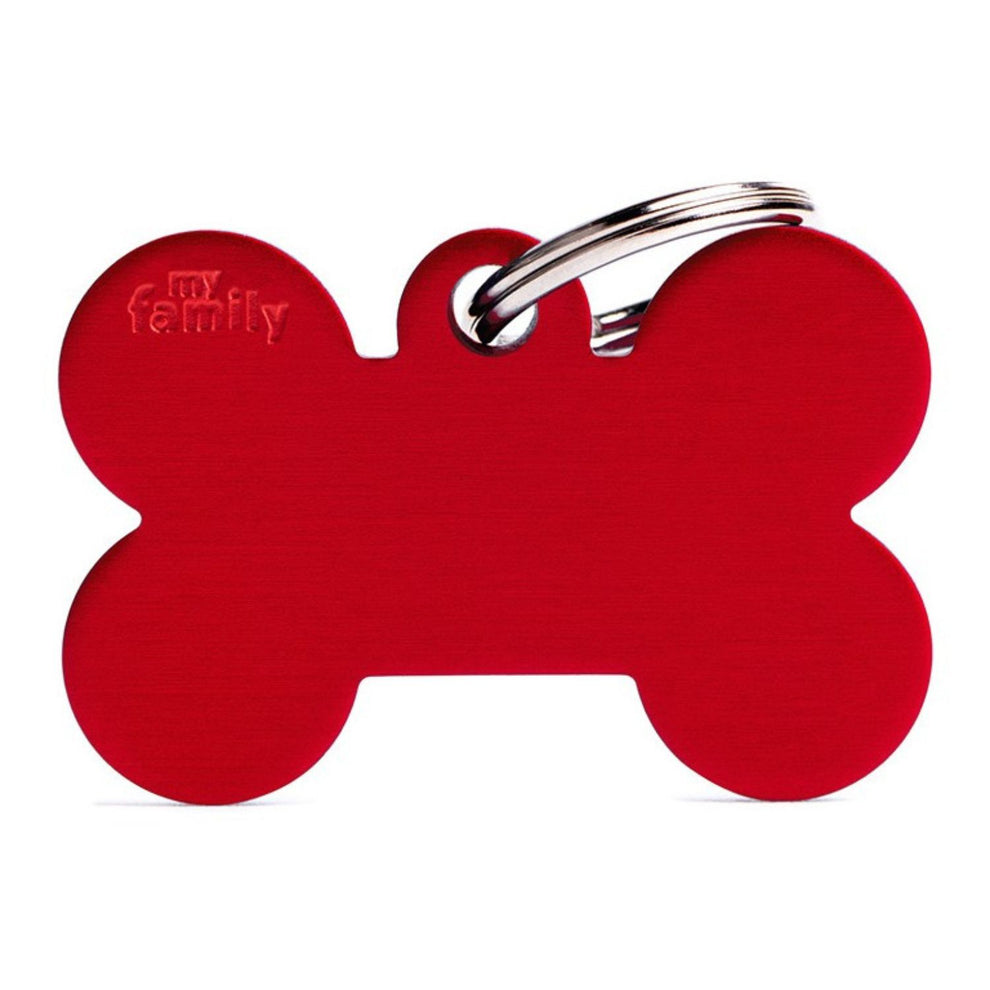 My Family Pet ID Tag | Basic Bone Tag Red + Free Engraving – Peticular