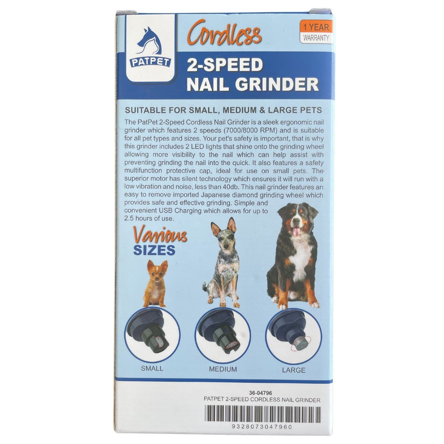 Two-Speed Cordless Pet Nail Grinder