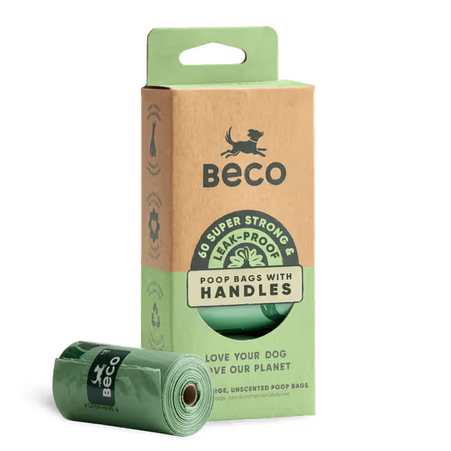 BECO Super-Strong  Leak-Proof Extra-large Unscented Poop Bags | WITH HANDLES