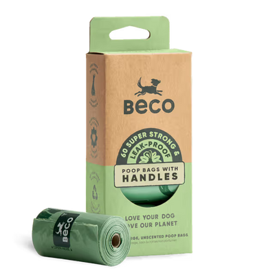 BECO Super-Strong  Leak-Proof Extra-large Unscented Poop Bags | WITH HANDLES