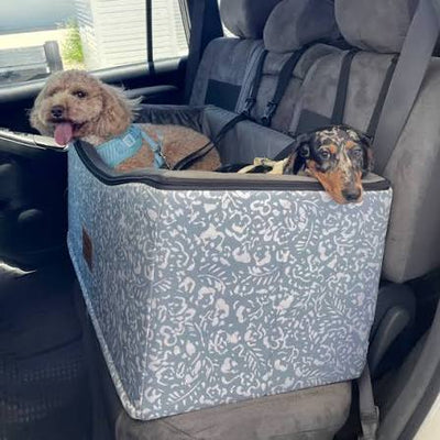 Car Pet Booster Double Seat | Neutral Brushstrokes - Pebble