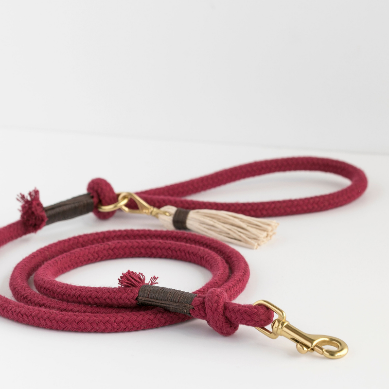 Plum Red | Organic Cotton Rope Dog Leash