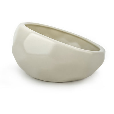 Honeycomb Ceramic Dog Bowl | Oatmeal