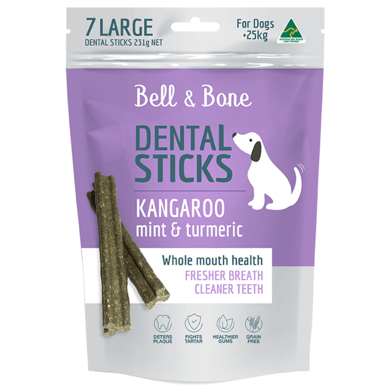 Bell & Bone Kangaroo, Mint and Turmeric Dental Sticks | Peticular