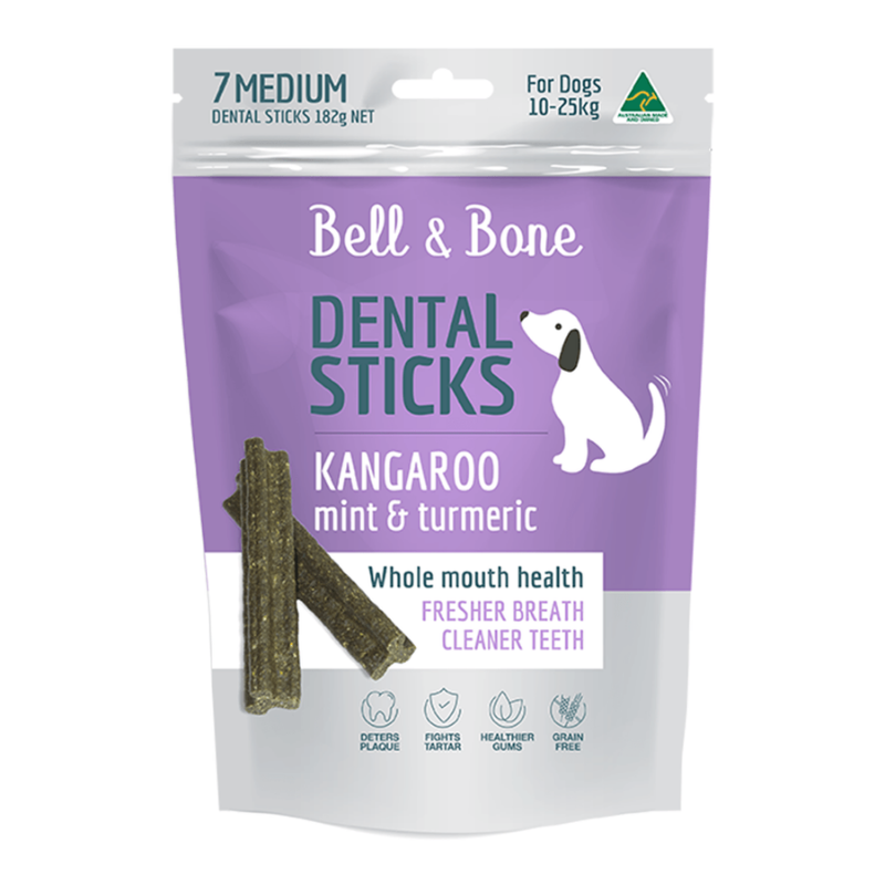 Bell & Bone Kangaroo, Mint and Turmeric Dental Sticks | Peticular